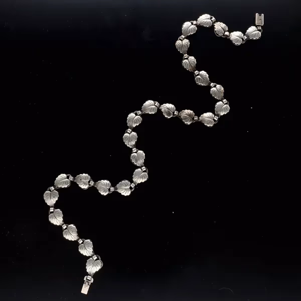 Danish Mid Century Sterling Foliate Link Necklace