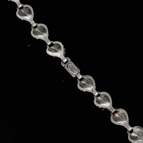 Danish Mid Century Sterling Foliate Link Necklace image-6