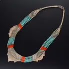 Silver Coral and Turquoise Necklace