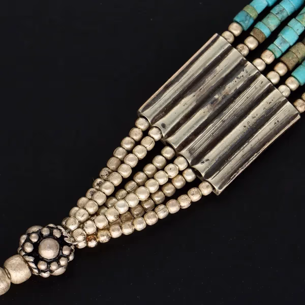 Silver Coral and Turquoise Necklace