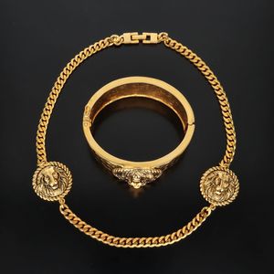 Rare Vintage Lion Necklace and Bangle Set