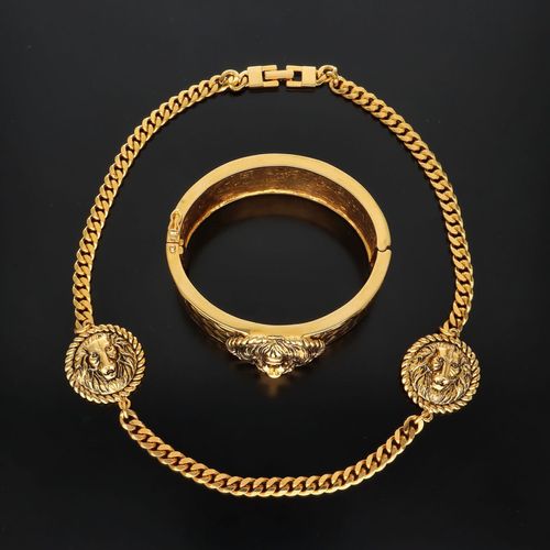 Rare Vintage Lion Necklace and Bangle Set image-1