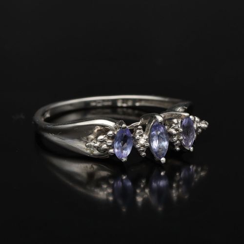 White Gold Iolite Diamond Ring image-1