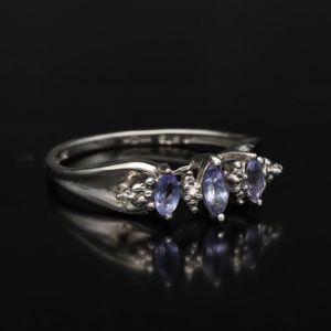 White Gold Iolite Diamond Ring