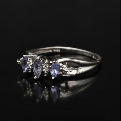 White Gold Iolite Diamond Ring image-3