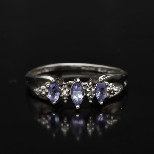 White Gold Iolite Diamond Ring image-2