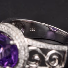 18ct White Gold Amethyst and Diamond Ring