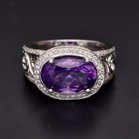 18ct White Gold Amethyst and Diamond Ring