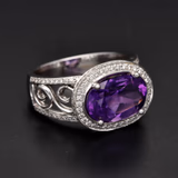 18ct White Gold Amethyst and Diamond Ring