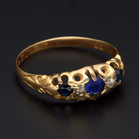Edwardian 18ct Gold Sapphire Ring,Size P