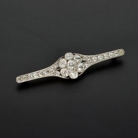Art Deco Platinum Old Cut Diamond Brooch
