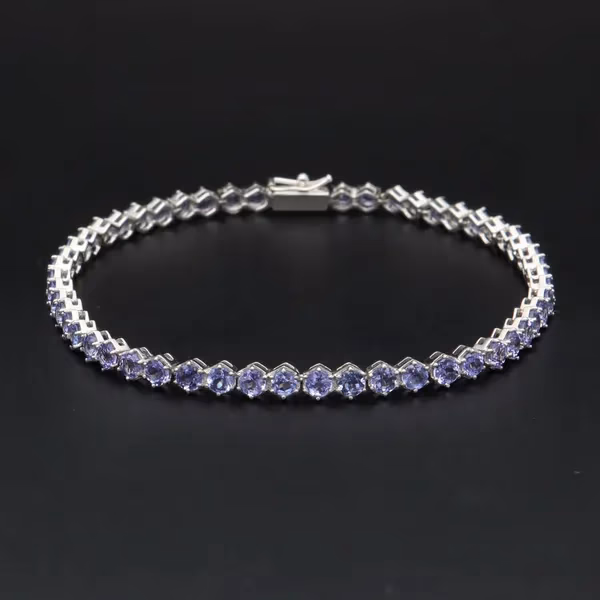 18ct Gold Cornflower Blue Sapphire Tennis Bracelet