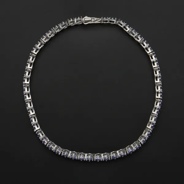 18ct Gold Cornflower Blue Sapphire Tennis Bracelet