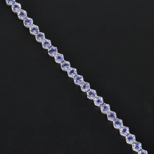 18ct Gold Cornflower Blue Sapphire Tennis Bracelet