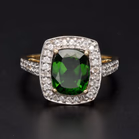 9ct Gold Diopside Zircon Coctail Ring