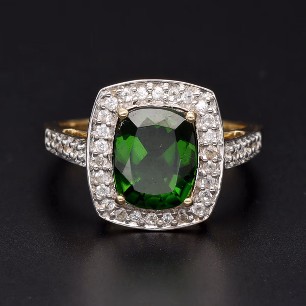 9ct Gold Diopside Zircon Coctail Ring