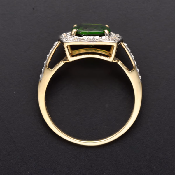 9ct Gold Diopside Zircon Coctail Ring