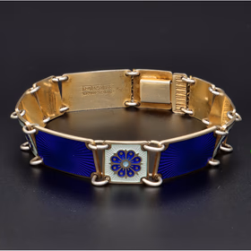 Vintage David-Andersen Vermeil Sterling Silver Floral Panel Bracelet