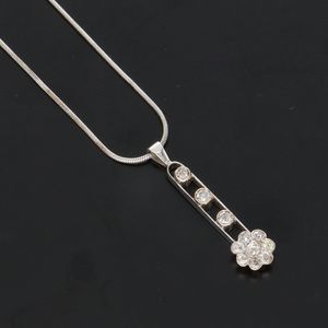 9ct White Gold Diamond Pendant Necklace