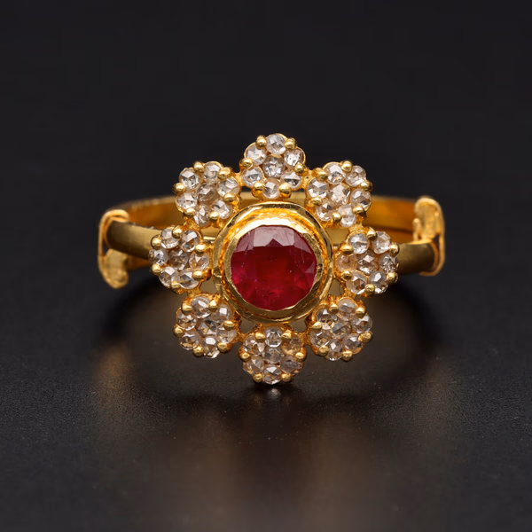 22ct Gold Ruby and Diamond Ring