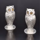 Pair of George V Silver Pepperettes Shaped as Owls