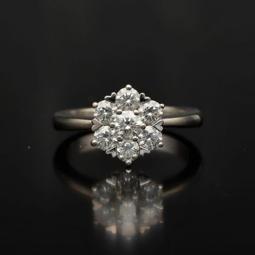 18ct White Gold and Diamond Cluster Ring image-2