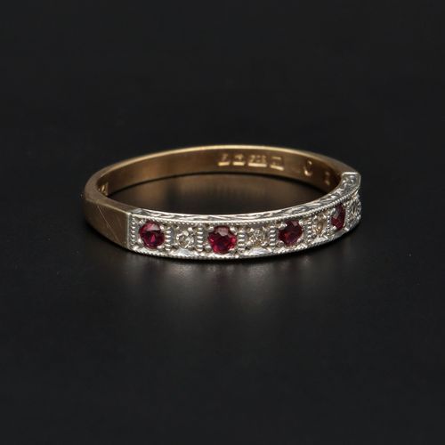 Retro Gold Ruby and Diamond Ring. Birmingham 1976 image-1