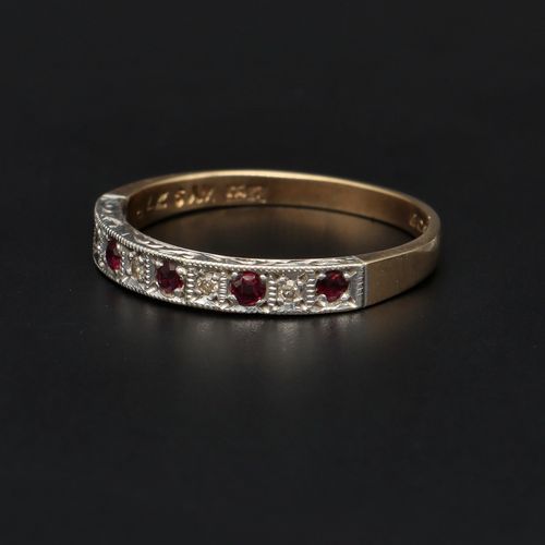 Retro Gold Ruby and Diamond Ring. Birmingham 1976 image-3