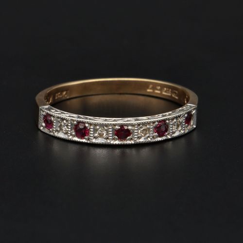 Retro Gold Ruby and Diamond Ring. Birmingham 1976 image-2