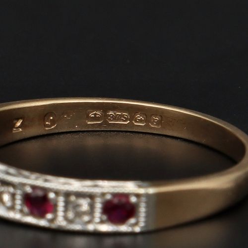 Retro Gold Ruby and Diamond Ring. Birmingham 1976 image-4