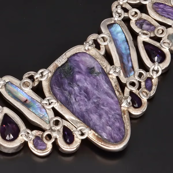 Silver Amethyst Chorite and Kyanite Necklet