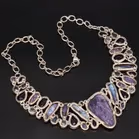Silver Amethyst Chorite and Kyanite Necklet