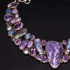 Silver Amethyst Chorite and Kyanite Necklet