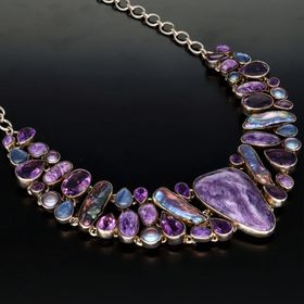 Silver Amethyst Chorite and Kyanite Necklet