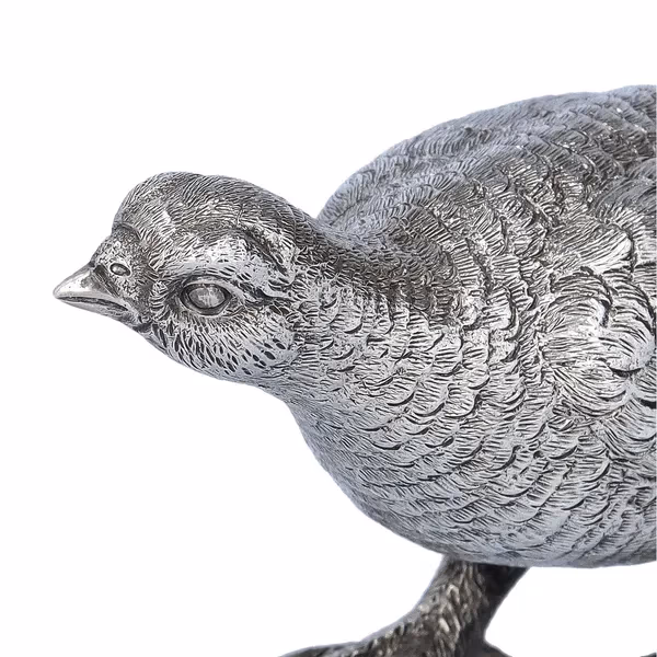 Naturalistic Cast Silver Model of a Grouse