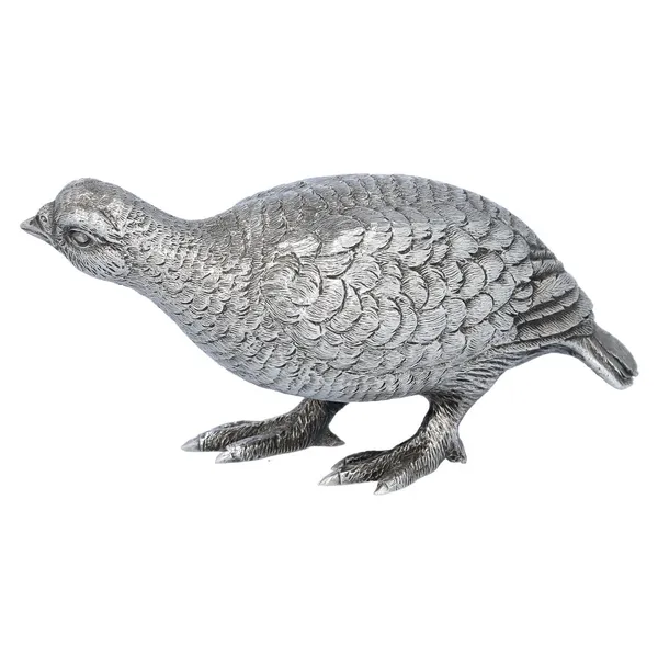 Naturalistic Cast Silver Model of a Grouse