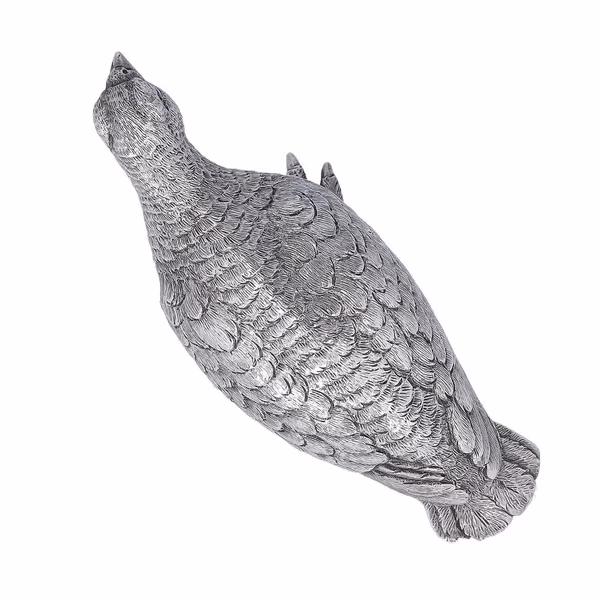 Naturalistic Cast Silver Model of a Grouse