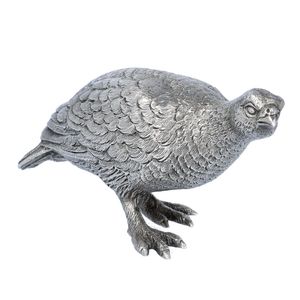 Naturalistic Cast Silver Model of a Grouse