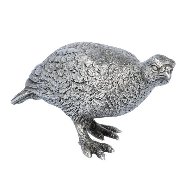 Naturalistic Cast Silver Model of a Grouse