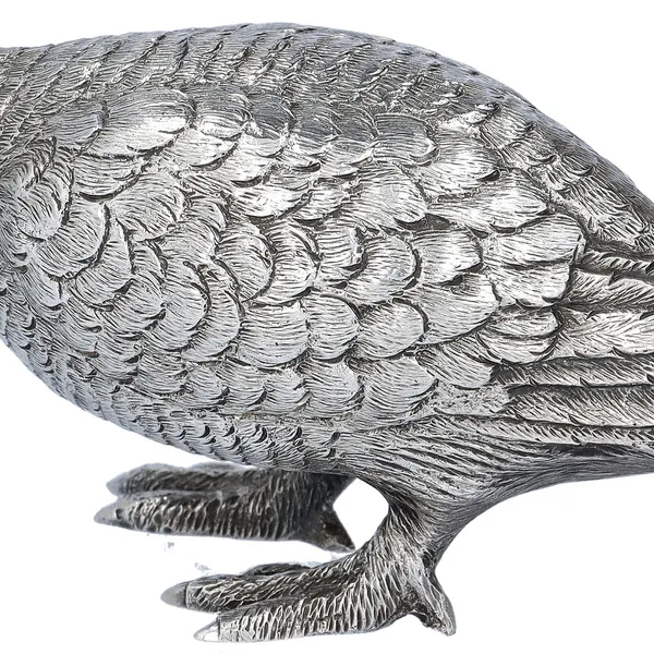Naturalistic Cast Silver Model of a Grouse