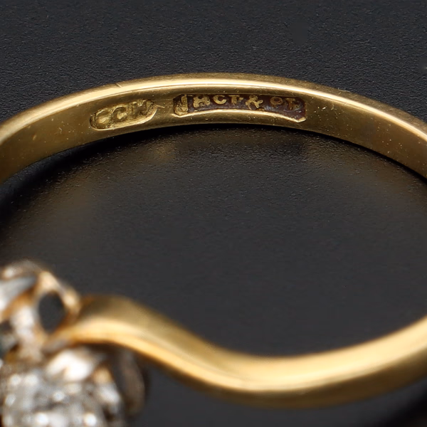 Rare, Vintage Stamped 18ct Platinum 0.30ct Old-Cut Diamond Sapphire Toi-et-Moi Ring.Size Q