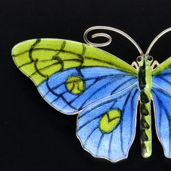 Large Marius Hammer Silver Gilt and Enamel Butterfly Brooch