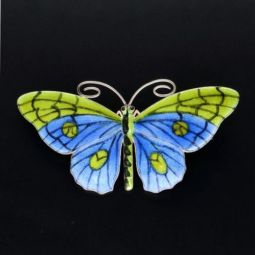 Large Marius Hammer Silver Gilt and Enamel Butterfly Brooch image-2