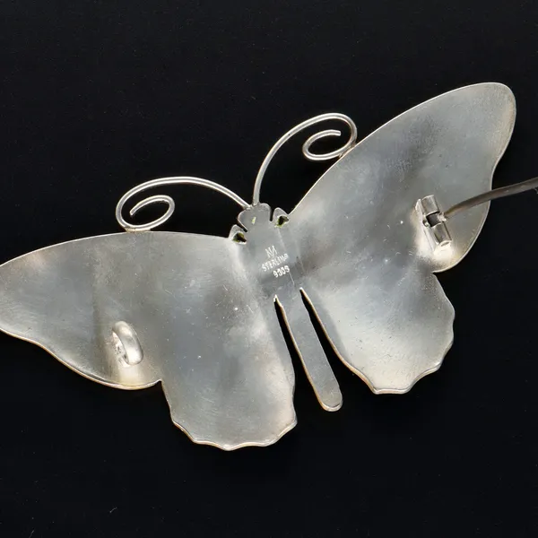 Large Marius Hammer Silver Gilt and Enamel Butterfly Brooch