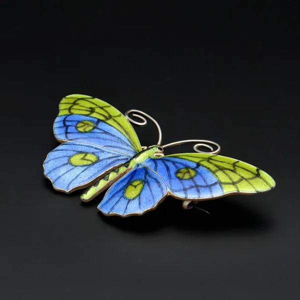 Large Marius Hammer Silver Gilt and Enamel Butterfly Brooch