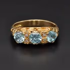 Vintage 18ct Yellow Gold Aquamarine & Diamond Ring