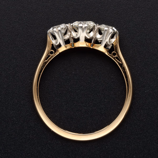 18ct Yellow Gold & Platinum 1ct Diamond Trilogy Ring