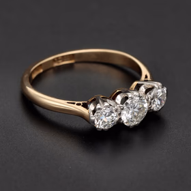 18ct Yellow Gold & Platinum 1ct Diamond Trilogy Ring