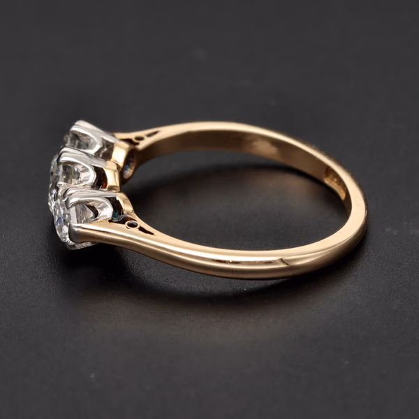18ct Yellow Gold & Platinum 1ct Diamond Trilogy Ring