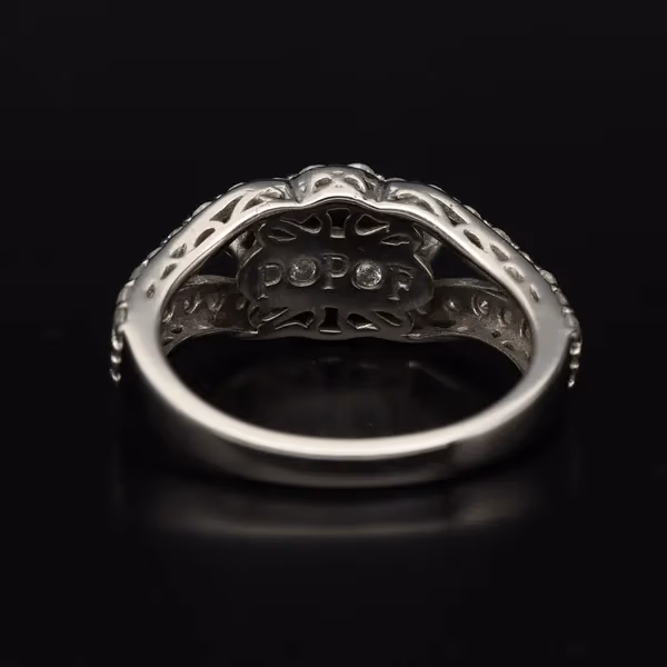 18K White Gold and Diamond Cluster Ring